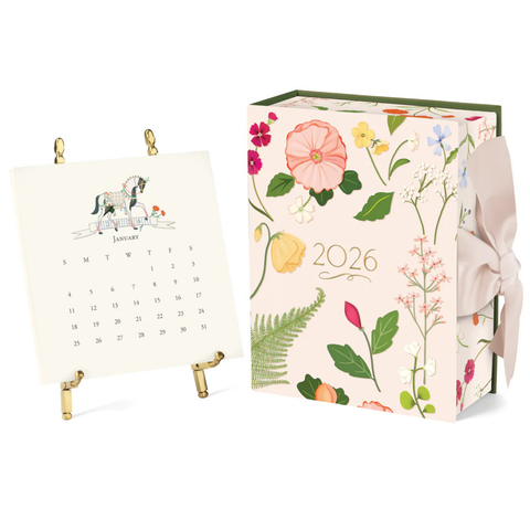 Karen Adams 2026 Desk Calendar 12 Month - Gold Easel