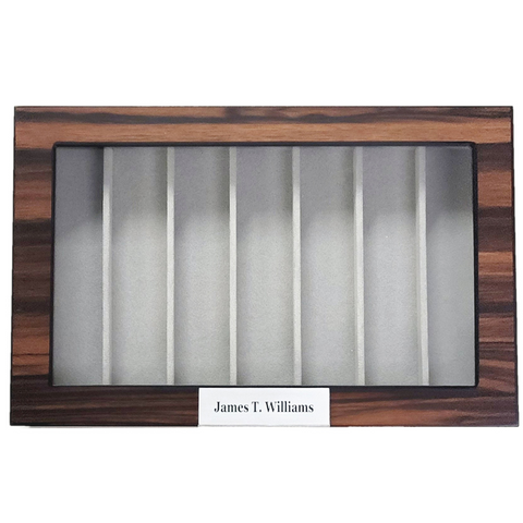 Personalized Walnut Wood Watch Band Storage Display Case with Glass Top and Stainless Steel Accents