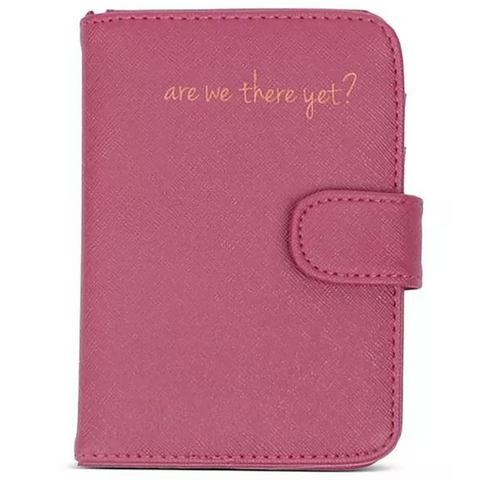 Miamica Passport Case - Burgundy "are we there yet"