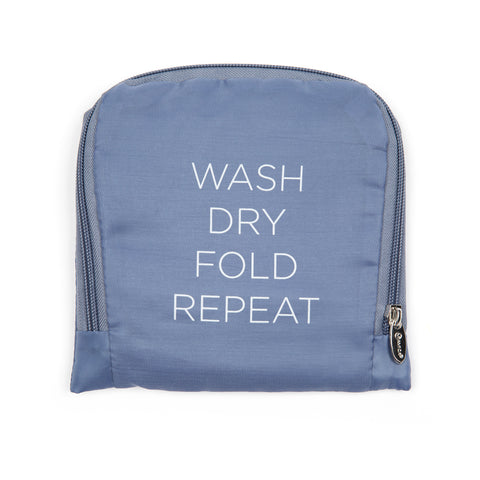 Miamica Slate "Wash, Dry, Fold, Repeat" Travel Expandable Laundry Bag