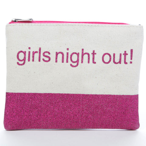 Miamica Canvas Glitter Pouch Girls Night Out
