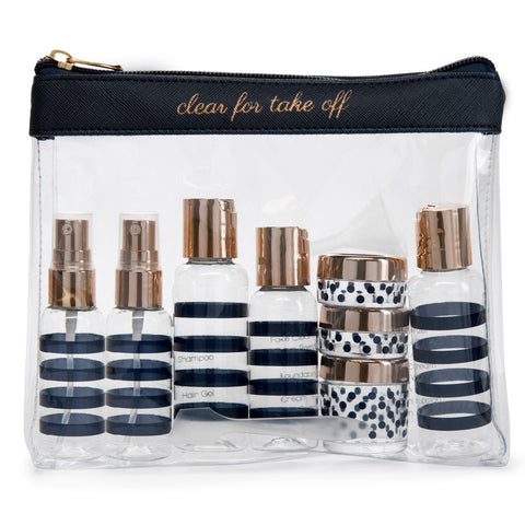 Miamica TSA Compliant Carry On Case Assorted Bottles- Navy