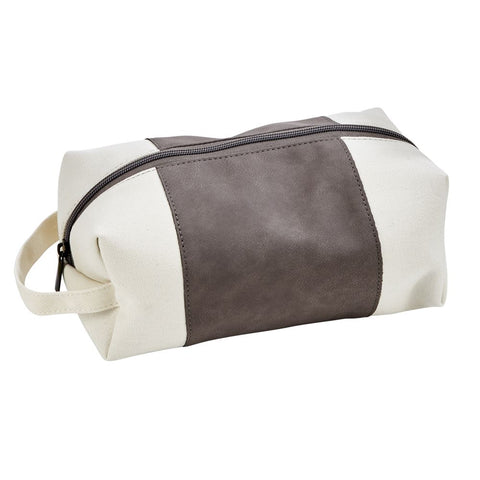 Creative Gifts Leatherette and Canvas Travel Dopp Kit Gray