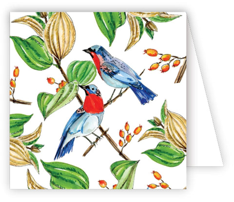 Rosanne Beck Collections Hand Embellished Glittered Gift Enclosure Cards Box of 12 Assorted Cards with Envelopes - Botanical Beautiful Exotic Birds