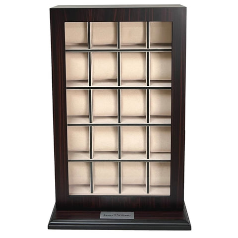 Personalized 20 Slot Ebony Wood Watch Display Wall Hanging Case and Storage Organizer Box and Stand for Oversized Watches