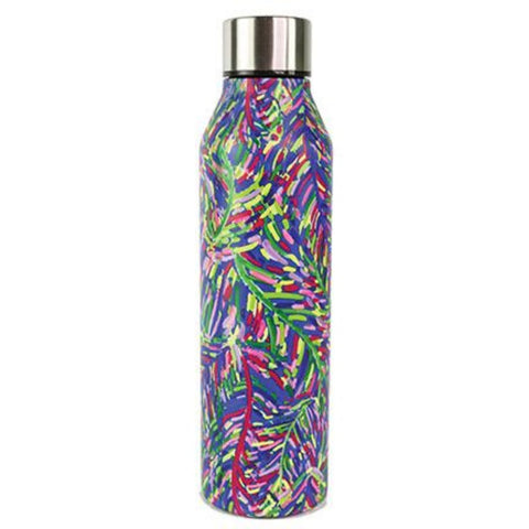 Mary Square 17oz Stainless Steel Water Bottle- Blue Frond