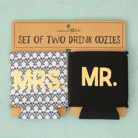 Natural Life "Mrs. & Mr." Set of 2 Can Cozies