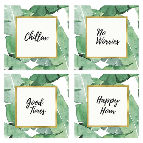 Heartfelt Green Banana Leaves Coaster Set - Happy Hour