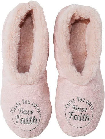 Faceplant Dreams Pink Slipper Footsies - "Cause You Gotta Have Faith"