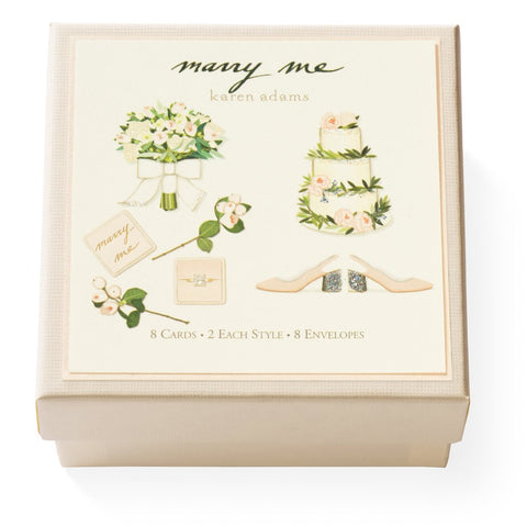 Karen Adams "Marry Me" Gift Enclosure Box of 8 Assorted Cards with Envelopes