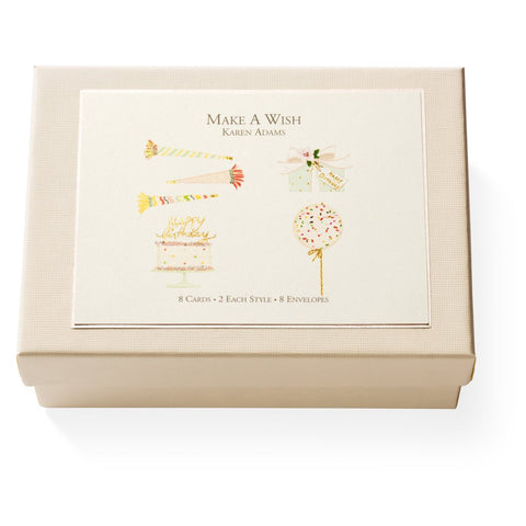 Karen Adams Box of 8 "Make a Wish" Notecards with Matching Envelopes
