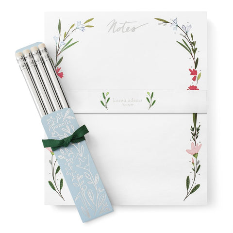 Karen Adams Notebook and Pencil Set - Floral