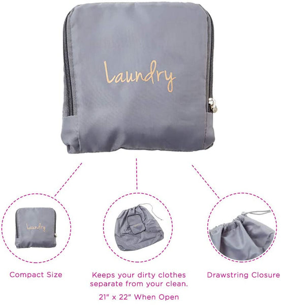 Miamica Grey & Gold Laundry Travel Expandable Laundry Bag – Timely Buys