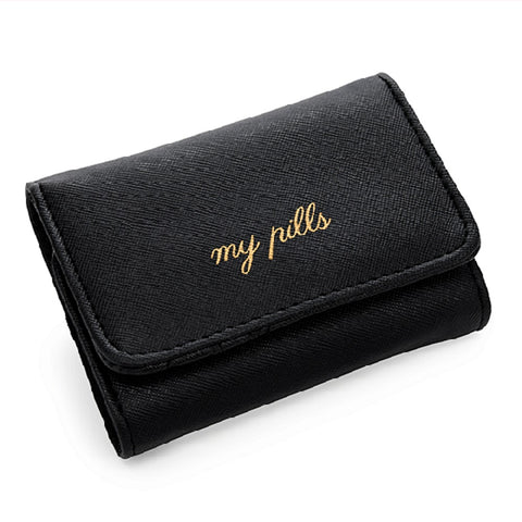 Miamica Women's Snap Pill Case - Black Saffiano