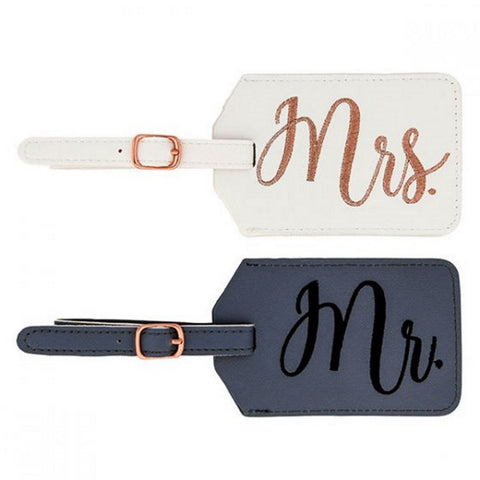 Miamica Gray and White Mrs. & Mr. Bridal Luggage Tags