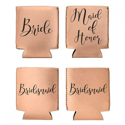Miamica Bride & Bridesmaid Set of Four Cozies - Rose Gold
