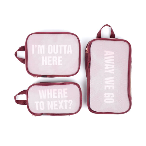 Miamica Packing Cubes Set of 3 - Burgundy