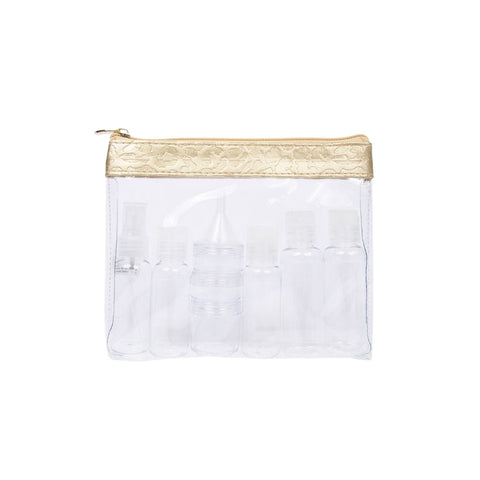 Miamica TSA Compliant Carry On Case Assorted Bottles -Gold Leopard