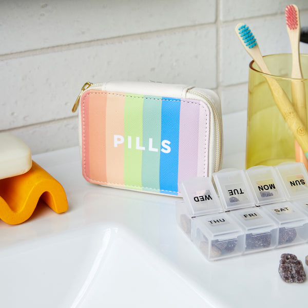 Miamica Rainbow Stripes Pill Organizer Travel Case Timely Buys