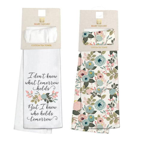 Mary Square Set of Two Kitchen Tea Towels - I Don't Know What Tomorrow Holds...