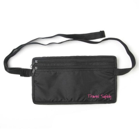 Miamica Waist Security Pouch and Money Belt Travel Safely- Black