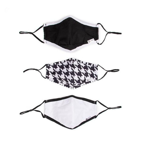 Miamica Set of 3 Fashion Cloth Face Mask - HOUNDSTOOTH, White, and Black