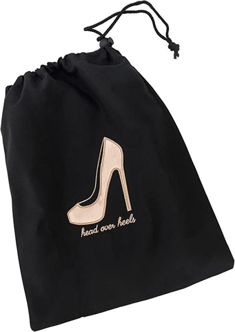 Miamica Perfect Pair Drawstring Black Rose Gold Shoe Bag