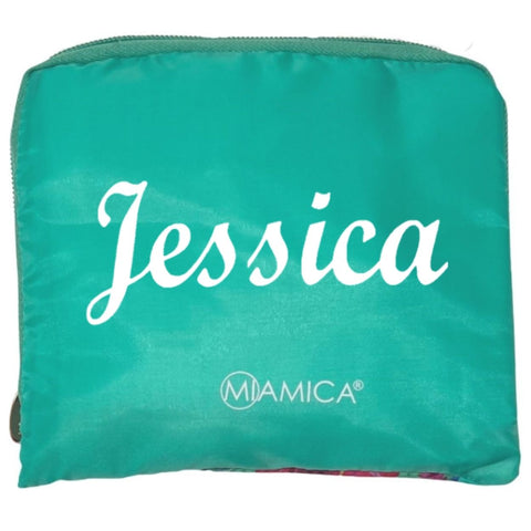 Personalized Miamica Hibiscus Travel Laundry Bag Customized Bridesmaid's Gift Foldable Lightweight Durable Design with Drawstring Closure