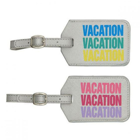 Miamica Silver Saffiano Luggage Tags Set of 2
