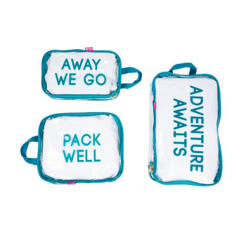 Miamica Packing Cubes Set of 3 - Teal & Clear