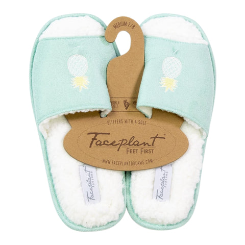 Faceplant Dreams Vegan Suede Fluffy Slides - Pineapple