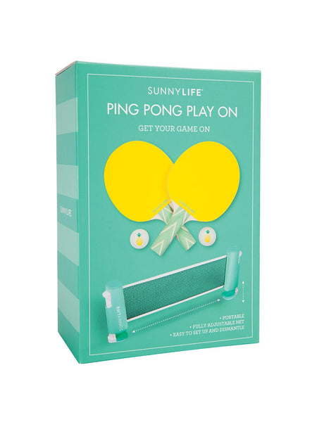 Sunnylife Table Top Tennis Game Ping Pong Set for Kids and Adults - Pineapple Yellow