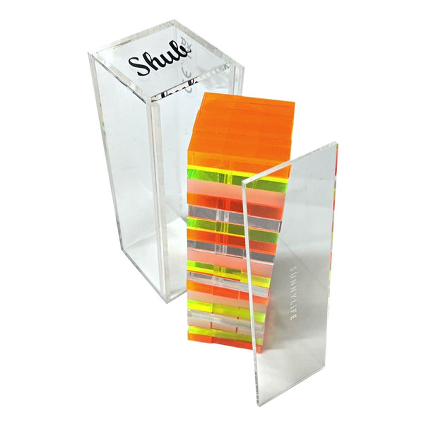 SunnyLIFE Personalized Mini Lucite Jenga Jumbling Tower Limited Edition Neon