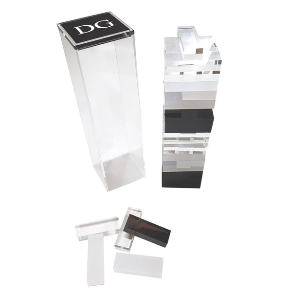 SunnyLIFE Personalized Lucite Jumbling Tower | Limited Edition Whiskey Noir