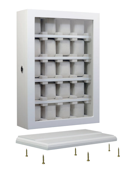 20 Piece White Wood Watch Display Wall Hanging Case and Storage Organizer Box and Stand for Oversized Watches