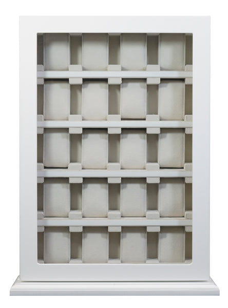 20 Piece White Wood Watch Display Wall Hanging Case and Storage Organizer Box and Stand for Oversized Watches
