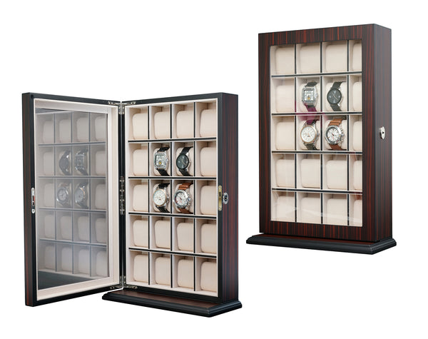 Pre-Sale 20 Piece Ebony Wood Watch Display Wall Hanging Case and Storage Organizer Box and Stand for Oversized Watches