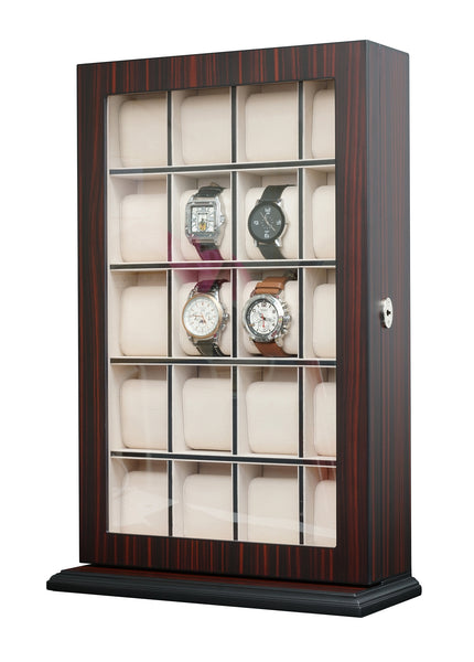 Pre-Sale 20 Piece Ebony Wood Watch Display Wall Hanging Case and Storage Organizer Box and Stand for Oversized Watches