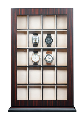 Pre-Sale 20 Piece Ebony Wood Watch Display Wall Hanging Case and Storage Organizer Box and Stand for Oversized Watches