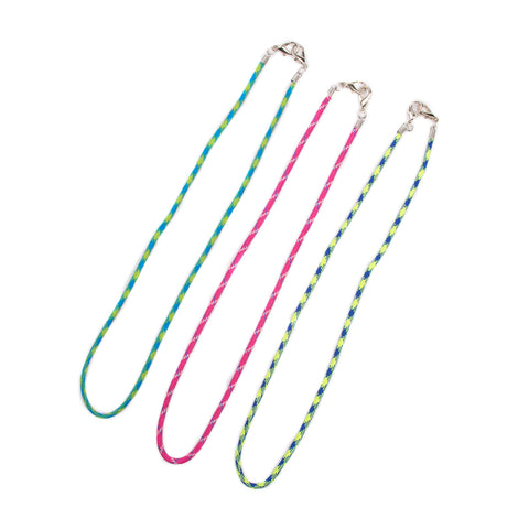 Miamica Set of 3 Face Mask Chain Holder Neck Strap - Pink, Green & Blue