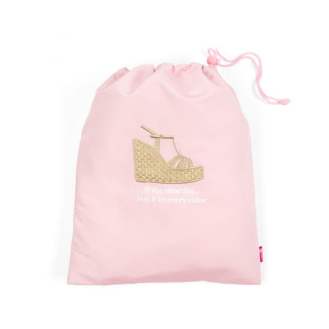 Miamica Drawstring Pink Rattan Travel Shoe Bag