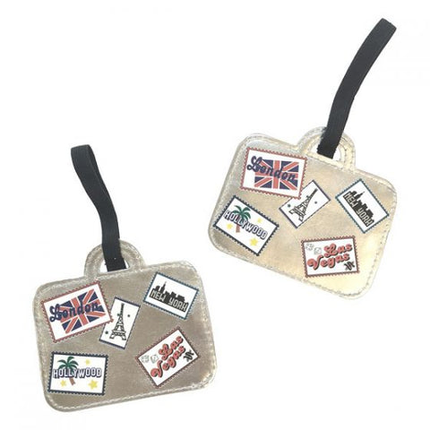 Miamica Grey Luggage Tags 2 Piece Set Suitcase Shape