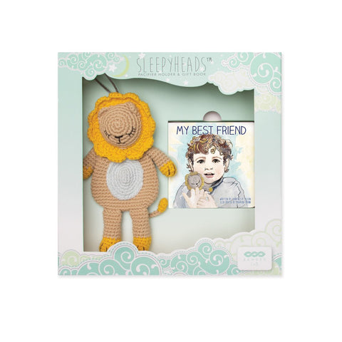 Banded Sleepyhead Collection Little Lion Sleepyhead Gift Set with Pacifier Holder Toy and "Best Friend" Board Book