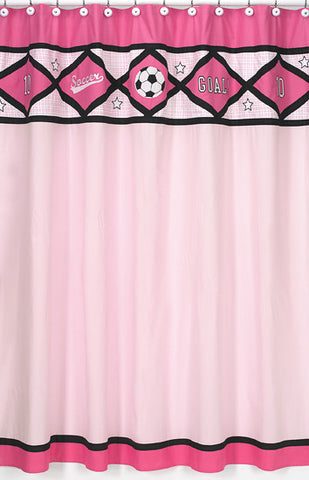 Jojo Designs Shower Curtain- Soccer Pink