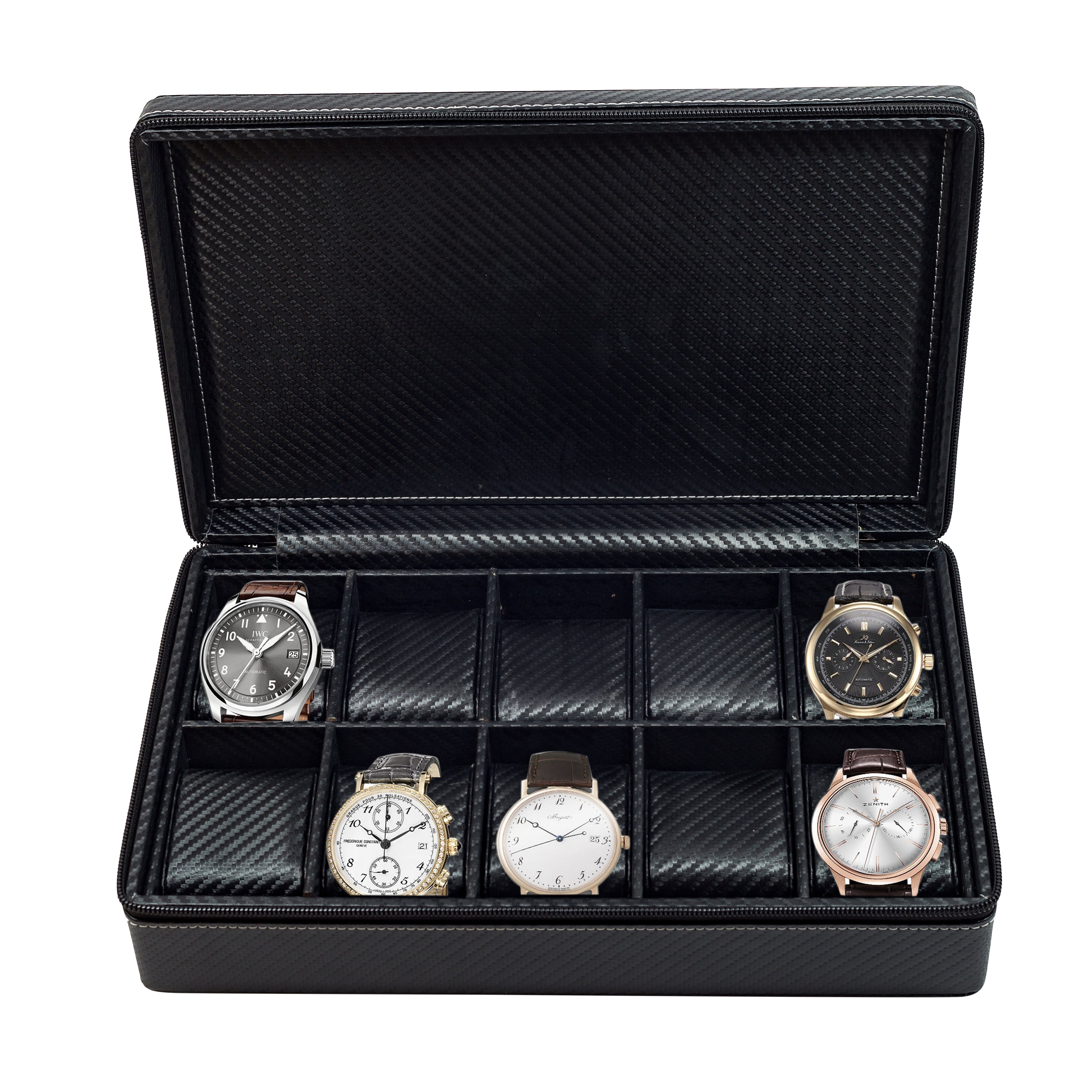 10 Piece Watch Box and Jewelry Organizer Briefcase for Travel