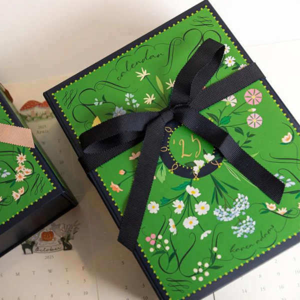 Karen Adams 2025 Desk Calendar 17 Month - Silver Easel