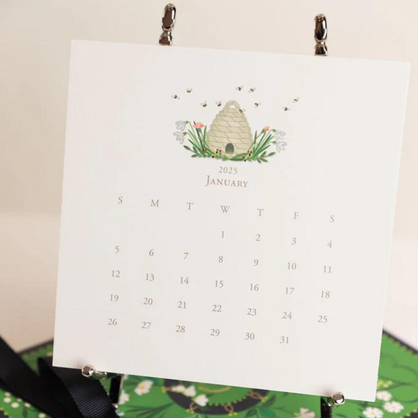 Karen Adams 2025 Desk Calendar 17 Month - Silver Easel
