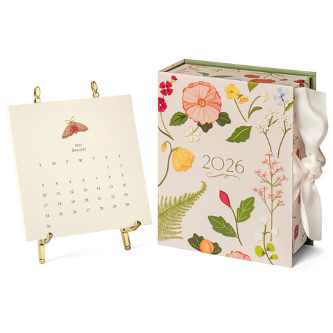 Karen Adams 2026 Desk Calendar 12 Month - Gold Easel