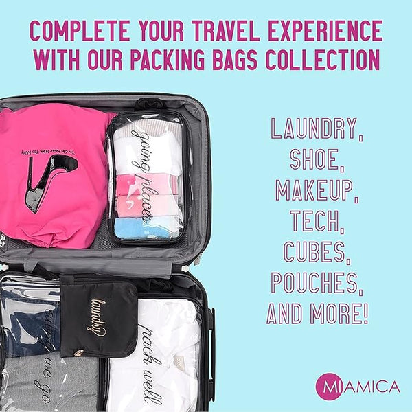 Miamica Slate "Wash, Dry, Fold, Repeat" Travel Expandable Laundry Bag