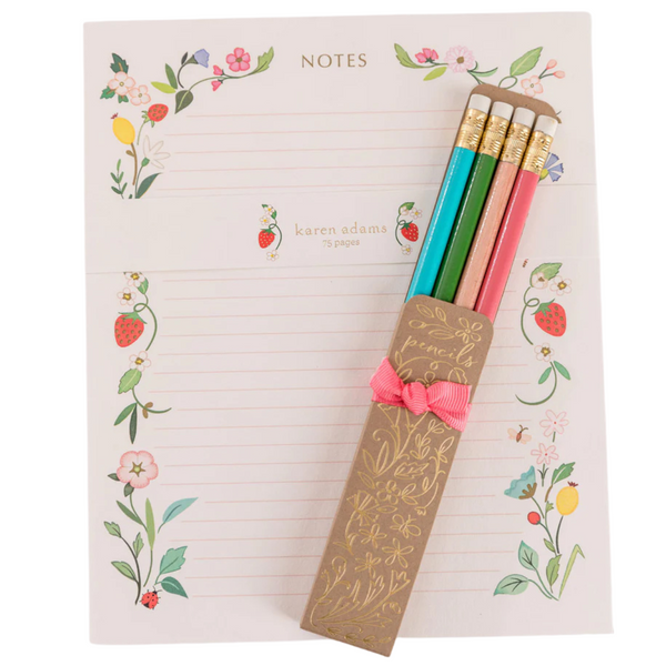Karen Adams Notepad and Pencil Set